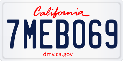 CA license plate 7MEB069