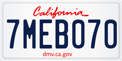 CA license plate 7MEB070