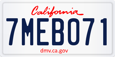 CA license plate 7MEB071