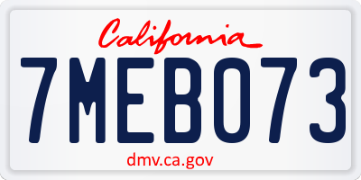 CA license plate 7MEB073