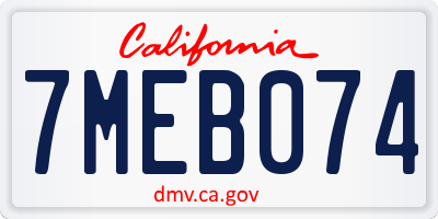 CA license plate 7MEB074