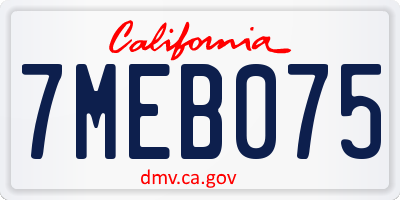 CA license plate 7MEB075