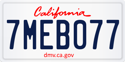 CA license plate 7MEB077