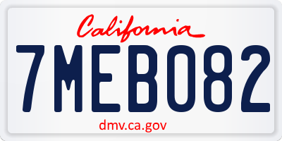 CA license plate 7MEB082