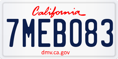 CA license plate 7MEB083