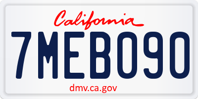 CA license plate 7MEB090