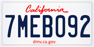 CA license plate 7MEB092
