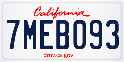 CA license plate 7MEB093