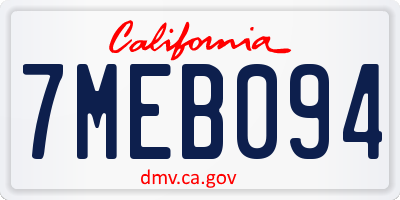 CA license plate 7MEB094