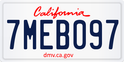 CA license plate 7MEB097