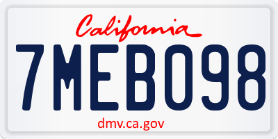 CA license plate 7MEB098