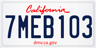 CA license plate 7MEB103