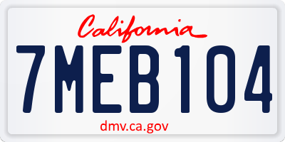 CA license plate 7MEB104