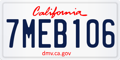 CA license plate 7MEB106