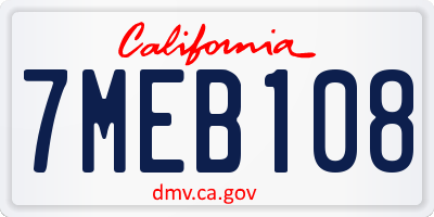 CA license plate 7MEB108
