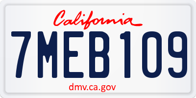 CA license plate 7MEB109