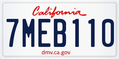 CA license plate 7MEB110