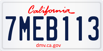 CA license plate 7MEB113