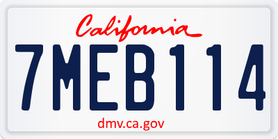 CA license plate 7MEB114