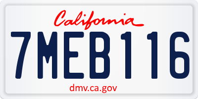 CA license plate 7MEB116