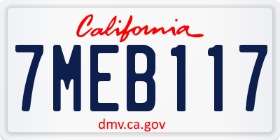 CA license plate 7MEB117