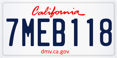 CA license plate 7MEB118