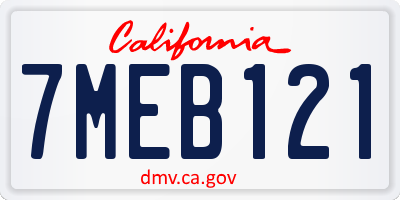 CA license plate 7MEB121