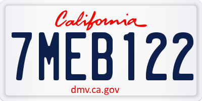 CA license plate 7MEB122