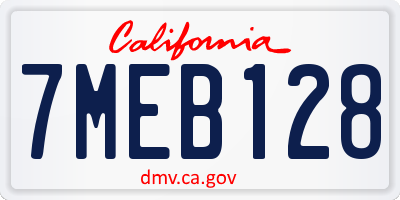 CA license plate 7MEB128