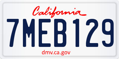 CA license plate 7MEB129