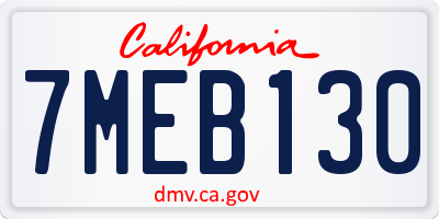 CA license plate 7MEB130