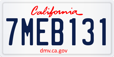 CA license plate 7MEB131