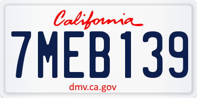 CA license plate 7MEB139