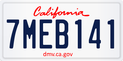 CA license plate 7MEB141