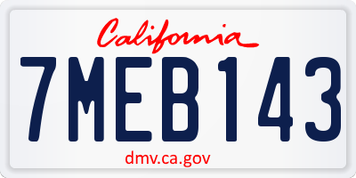 CA license plate 7MEB143
