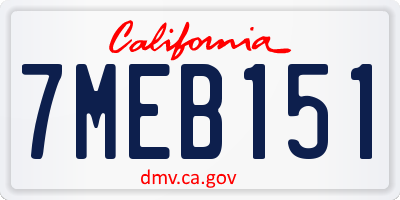 CA license plate 7MEB151
