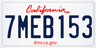 CA license plate 7MEB153