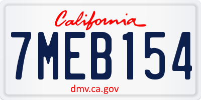 CA license plate 7MEB154