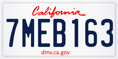 CA license plate 7MEB163