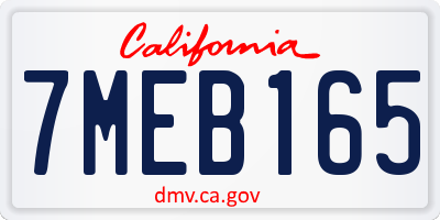 CA license plate 7MEB165