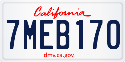 CA license plate 7MEB170