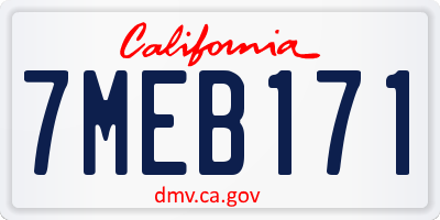 CA license plate 7MEB171