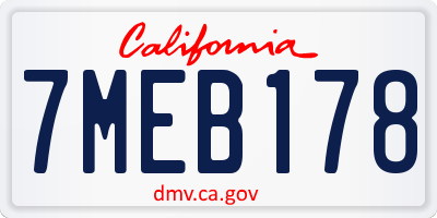 CA license plate 7MEB178