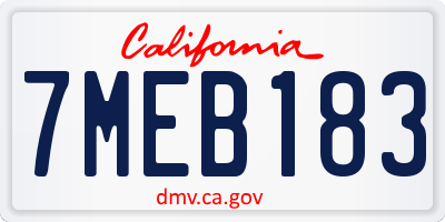 CA license plate 7MEB183