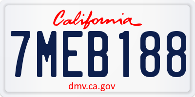 CA license plate 7MEB188