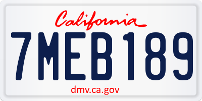 CA license plate 7MEB189