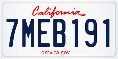 CA license plate 7MEB191