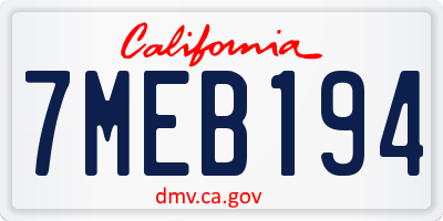 CA license plate 7MEB194