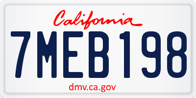 CA license plate 7MEB198