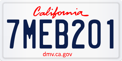CA license plate 7MEB201